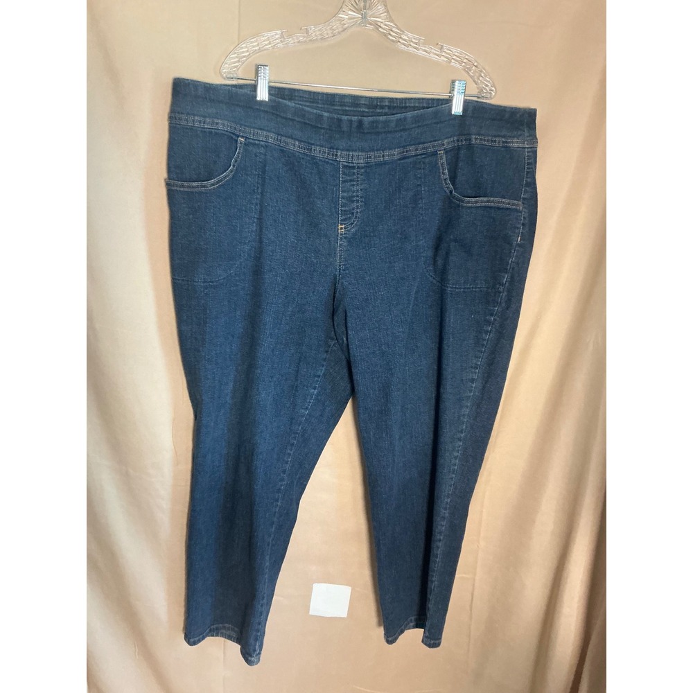 Terra & Sky Pull On Jeggings Womens 2X Petite Dark Wash Excellent Stretch Denim